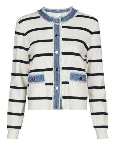 Neo Noir - Zelma Stripe Denim Cardigan - Off White